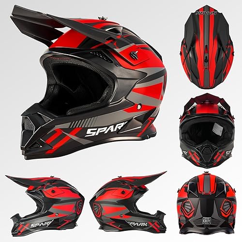 Miniatura 5 de SPARK - Casco de motocross para adultos, casco para bicicleta todoterreno, motocicleta de cara completa, bicicleta de montaña, E-Bike, BMX, MX, ATV,