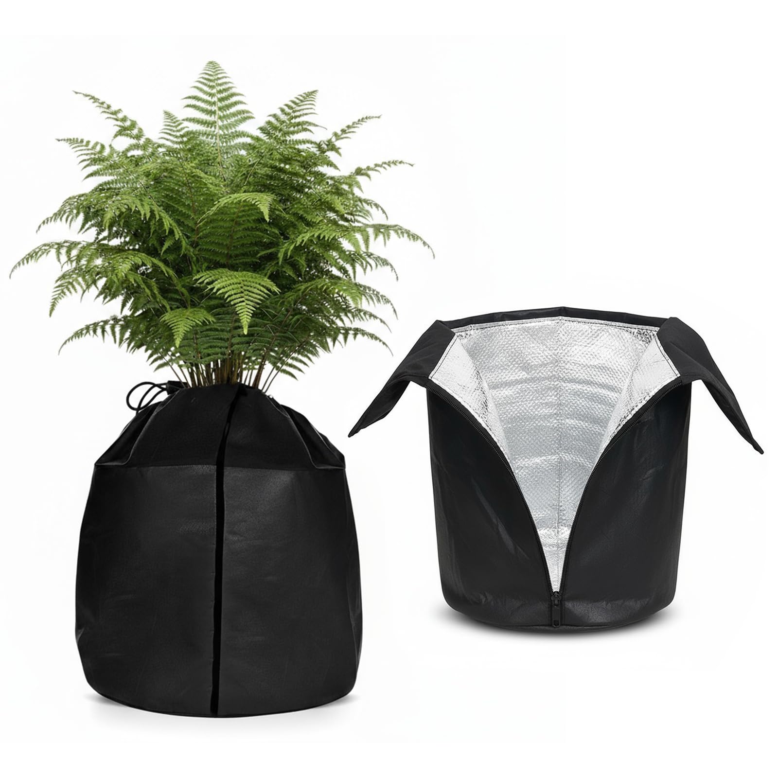 2 PCS Winter Plant Covers Freeze Protection, 45*50cm Garden Fleece Frost Bag with Zipper & Drawstring, Plant Cover for Potted Plant Winter Plant Protection Jacket, for Outdoor Plants with Drawstring