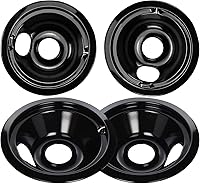 Vista 1 de Black Stove Burner Drip Pans Replacement for GE Hotpoint Electric Stove Burner, (2) 8" WB31M19 (2) 6" WB31M20 Set by APPLIANCEMATES
