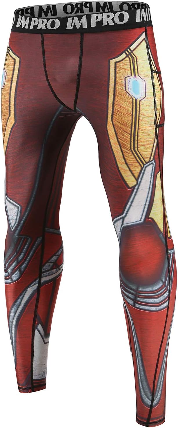 2 Pocket Iron Man Leggings 3D Printed Men's Compression Pants