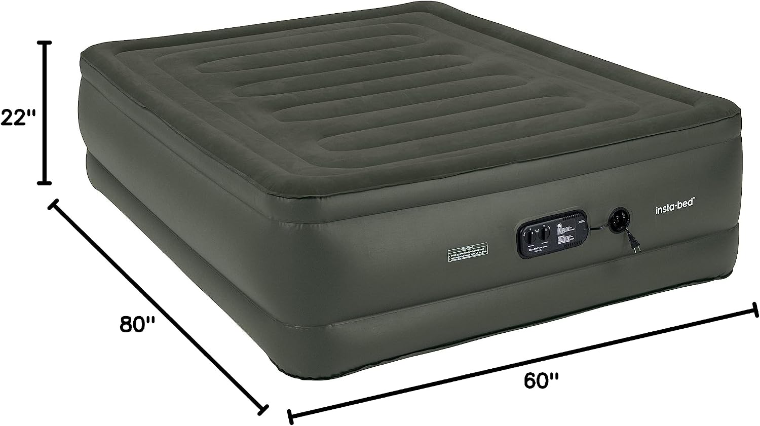 Insta-Bed Queen Raised Air Mattress with Sure Grip Bottom & Built-In Pump