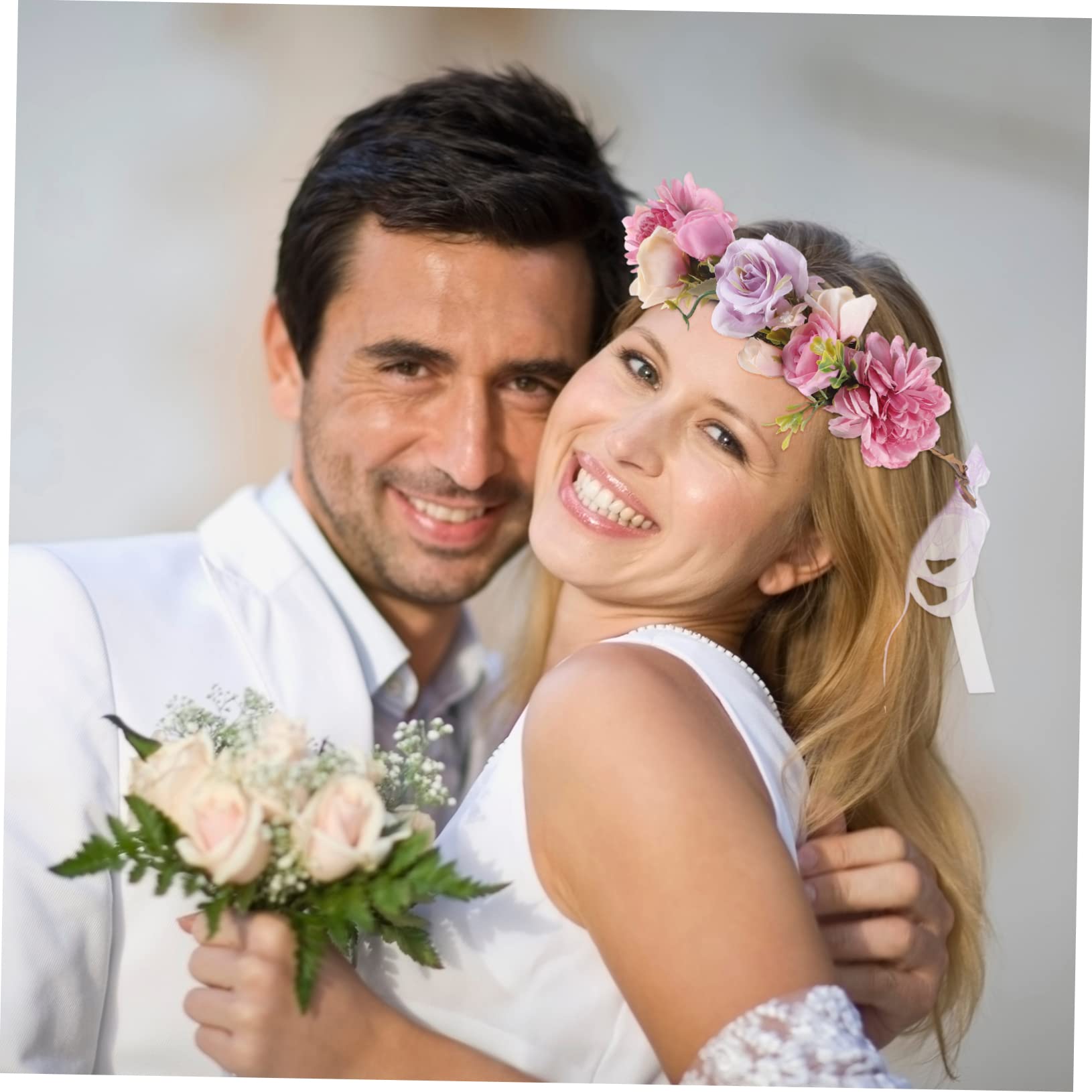FRCOLOR 4 Stück Braut Blumenstirnband verstellbares Blumenstirnband hochzeit kopfschmuck wedding hair accessories brauthaatschmuck Kopfbedeckung mit Blumenkrone Hochzeitsblumen-Stirnband