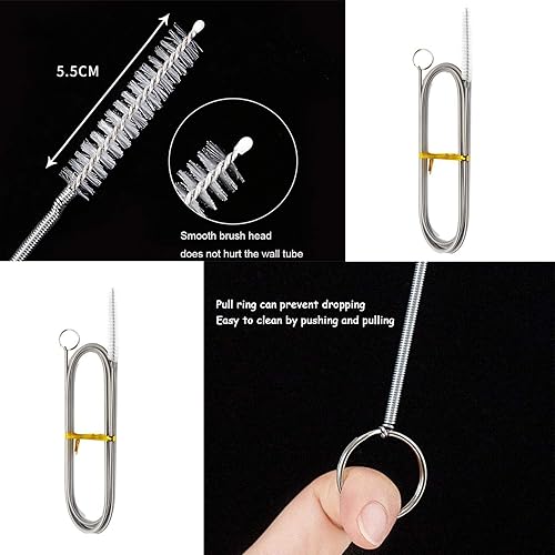 Miniatura 2 de Paquete de 2 cepillos de limpieza de tubos flexibles de 60 pulgadas de largo, cerdas de acero inoxidable y nailon, adecuado para cocina del hogar,