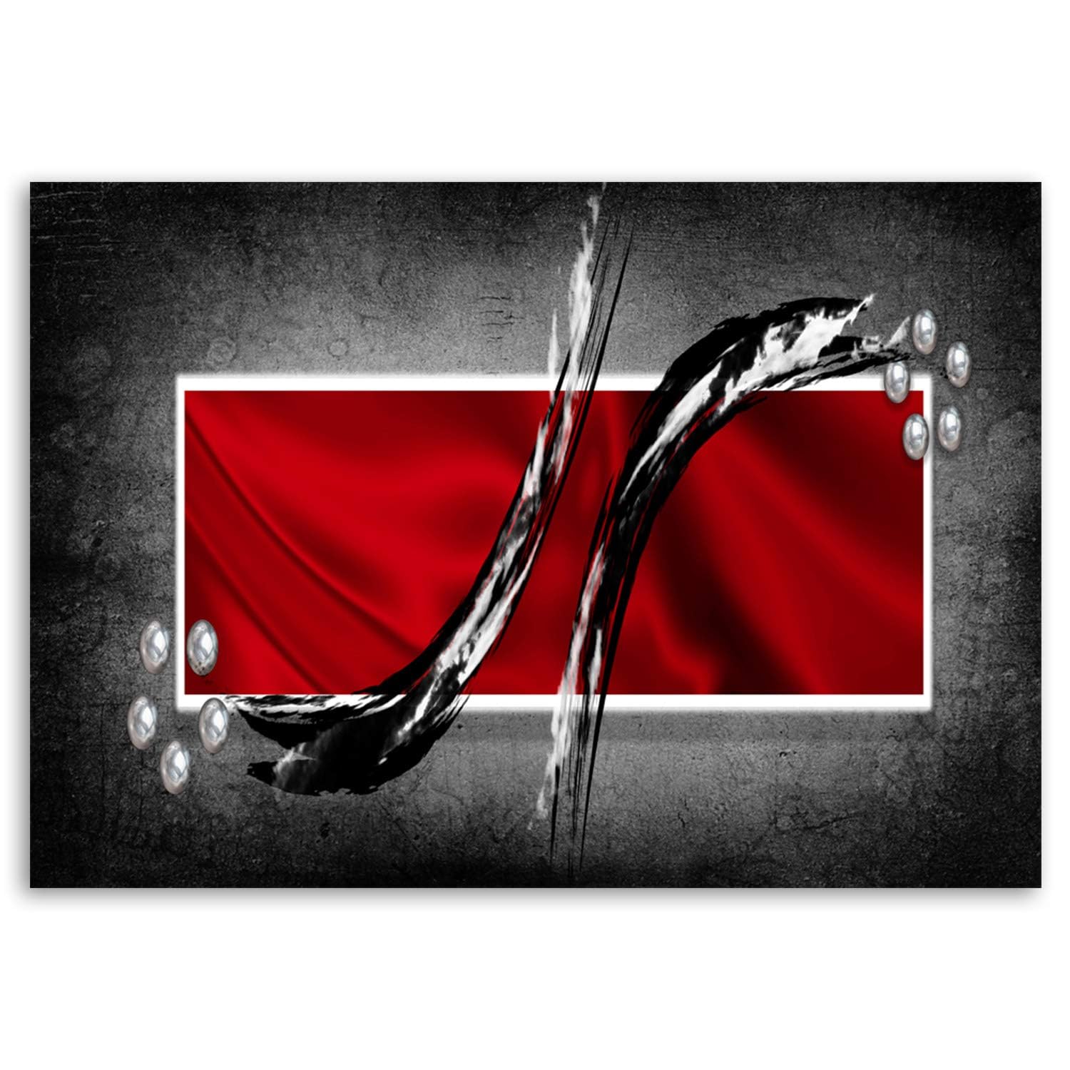 Cuadro abstracto BOSKMS de gran formato, elegante lienzo moderno rojo y plata de 40x60 cm 8