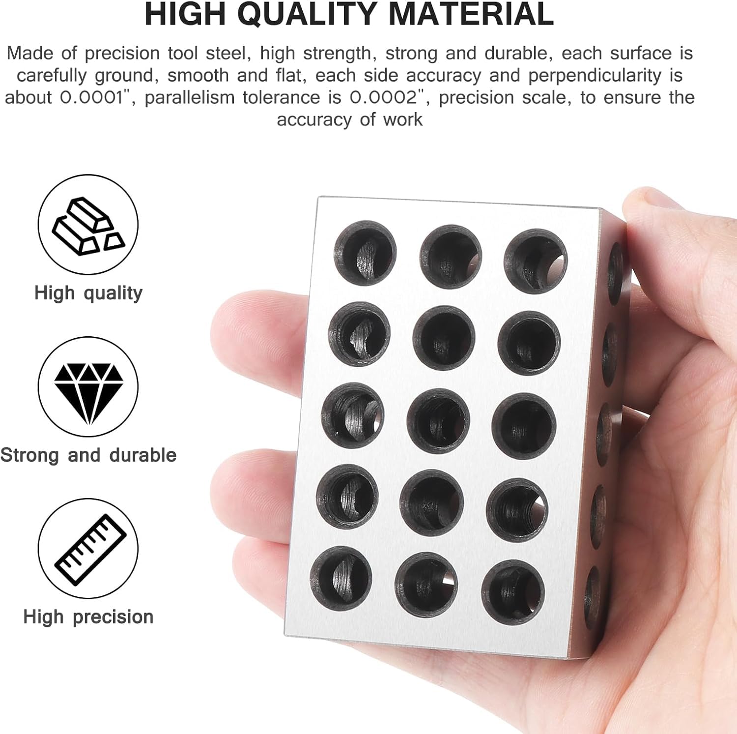 Blocs Parallèles, 2 Pièces 1-2-3 Bloc De Précision Blocs De Serrage, 0,0001" 23 Trous Fraisage Parallèle Bloc De Serrage Outils De Tour De Precision Pour Fraiseuse, Machines-Outils