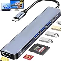 Hub USB-C 3.0 Extensor Adaptador 7 em 1 - HDMI 4K, USB 3.0, USB 2.0, USB-C PD 100W, Leitor de Cartão SD/TF - Compatível com Notebook, Macbook, Ipad, Dock Station, Dex, Raspberry - Compacto em Alumínio