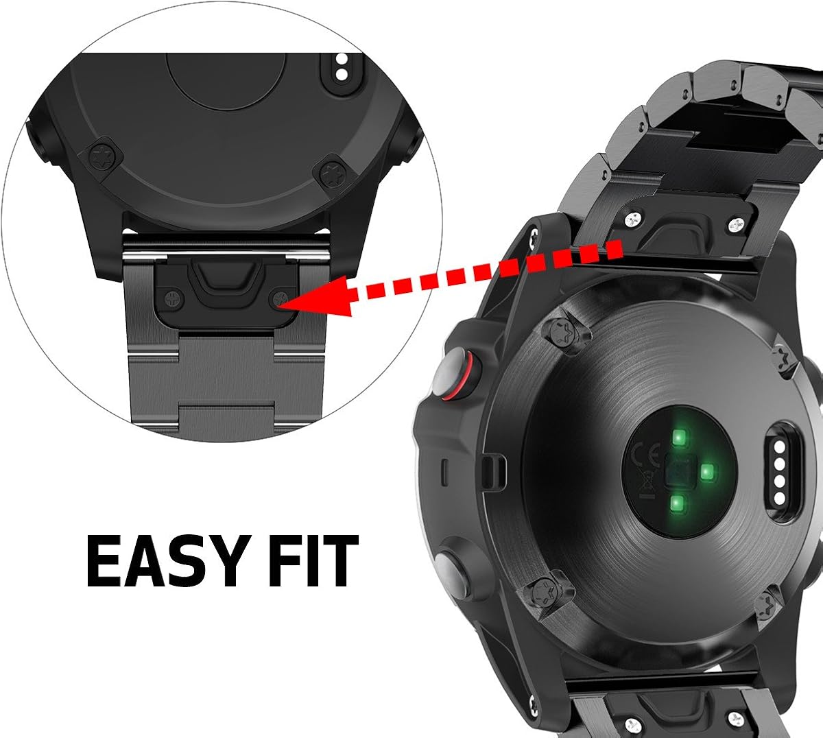 ANCOOL Compatible with Fenix 6X Metal Bands Stainless Steel Replacement Sport Bands Replacement for Fenix 3/Fenix 6X/Fenix 5X/Fenix 5X Plus Smartwatch (Black)