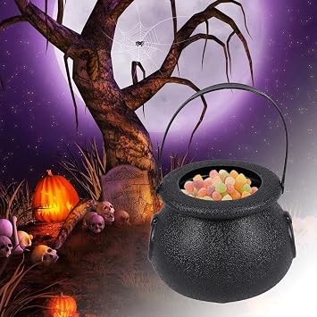 Dovhmoh 20 Pcs Candy Kettles Witch Skeleton Cauldron Holder Pot with Handle for Halloween Easter 'S Day