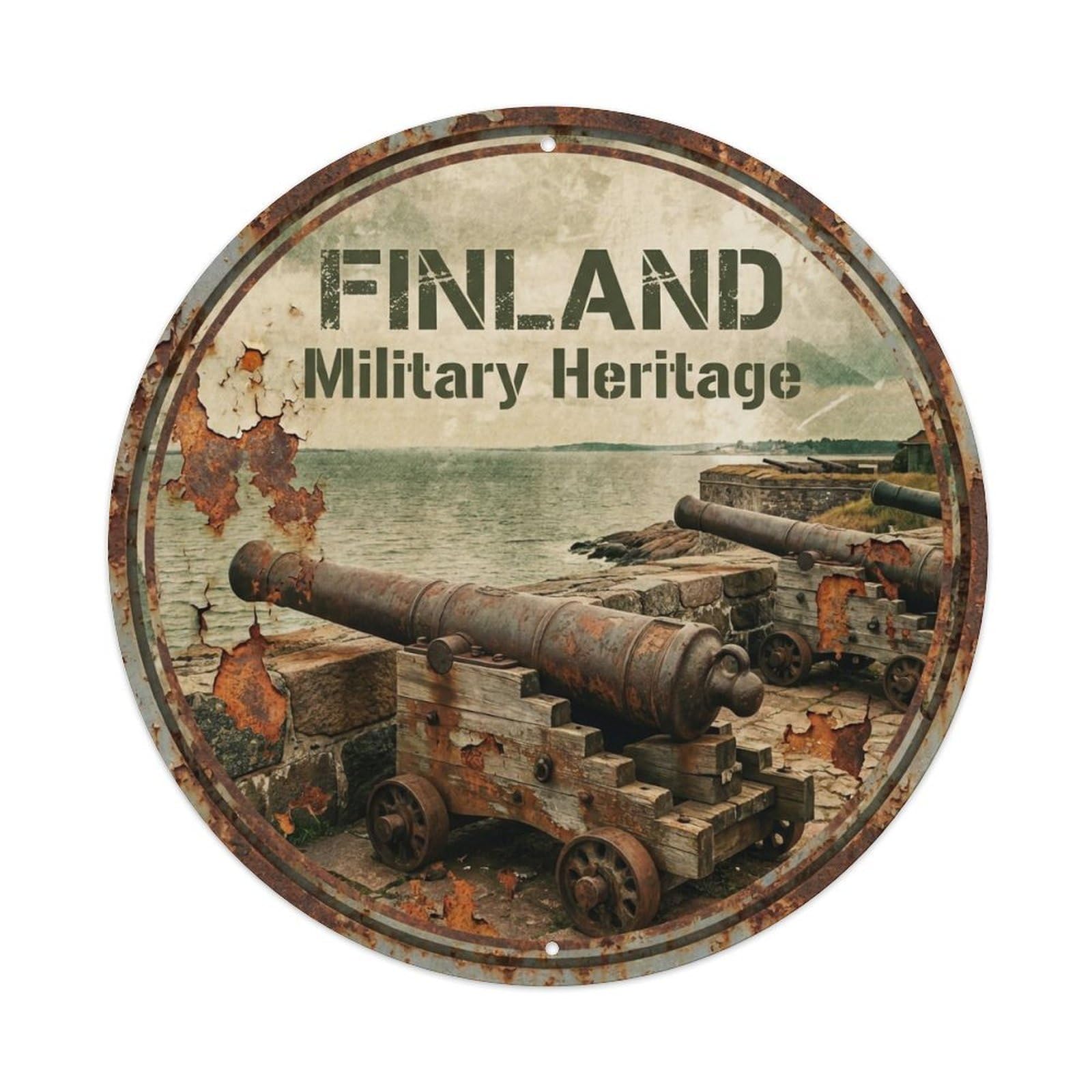 Vintage Travel Finland Genuine Metal Tin Sign Plaque Wall Decor for Cafe, Club, Garden Round Metal Poster 8x8Inch