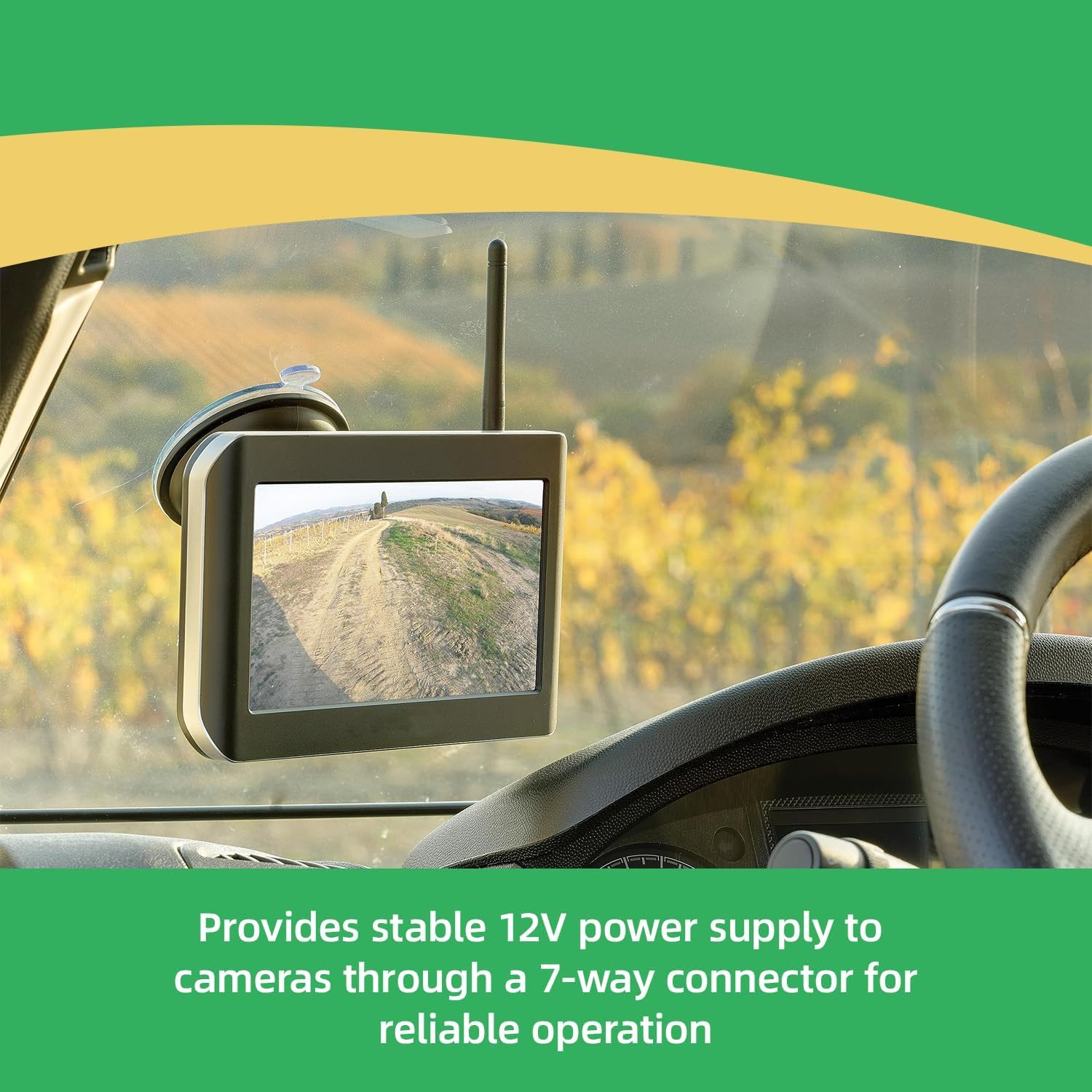 F2BC004XXBK 7 Way RV Camera Power Adapter with On/Off Switch Compatible with Furrion Vision S 12V Trailer Backup Camera Connector Replace 2021132201