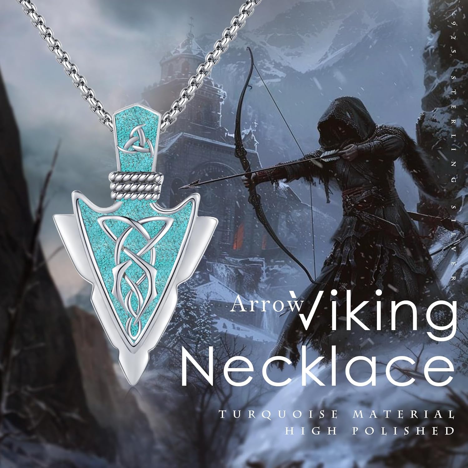Viking Arrowhead Necklace for Men 925 Sterling Silver Celtic Knot Arrow Necklace for Men Arrow Pendant Viking Jewelry Gifts for Men Women - Image 4