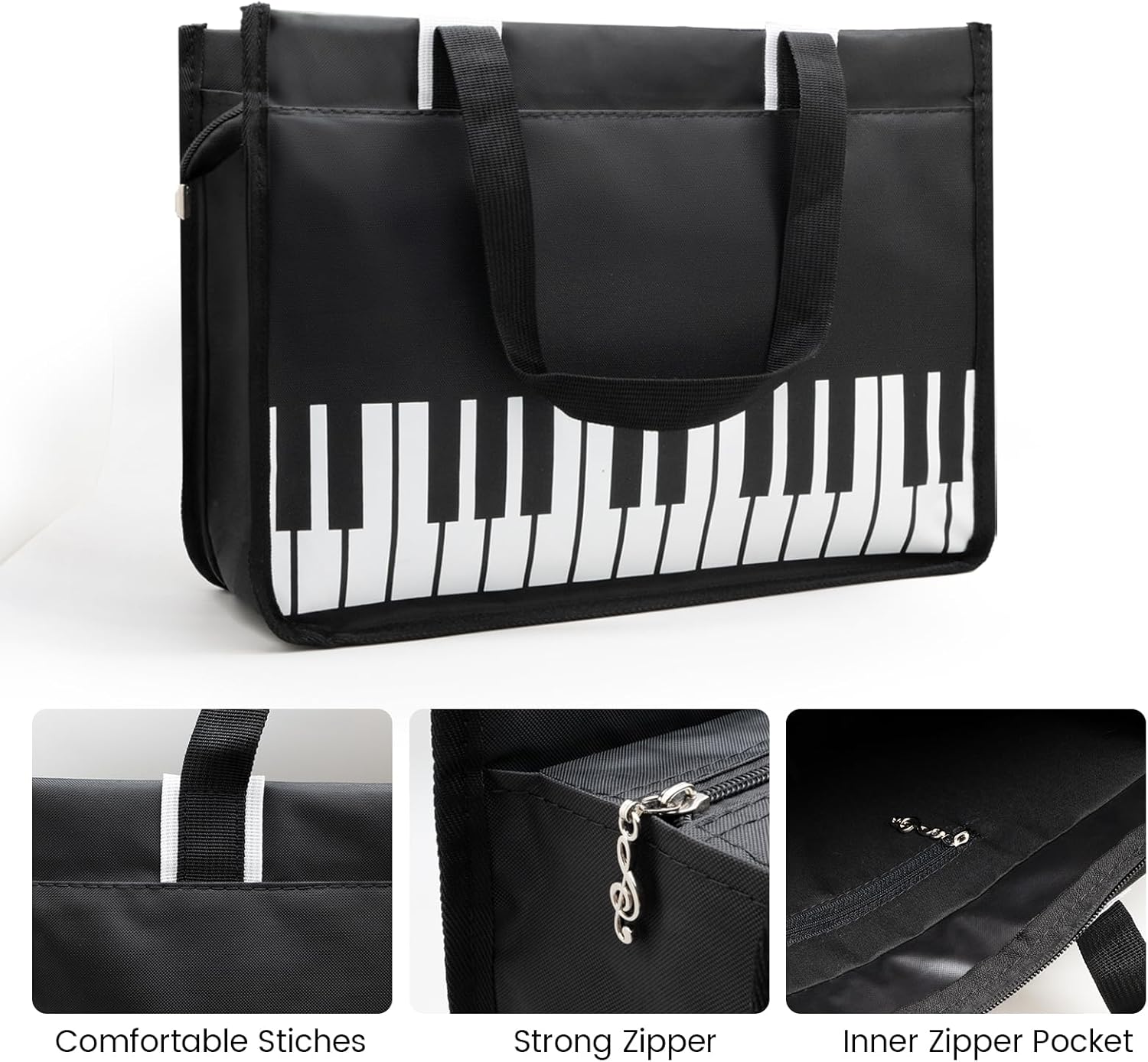 BestSounds Blank Staff Paper Sheet Music Composition Notebook and Piano Bag Zipper Waterproof Music Book Tote Bag