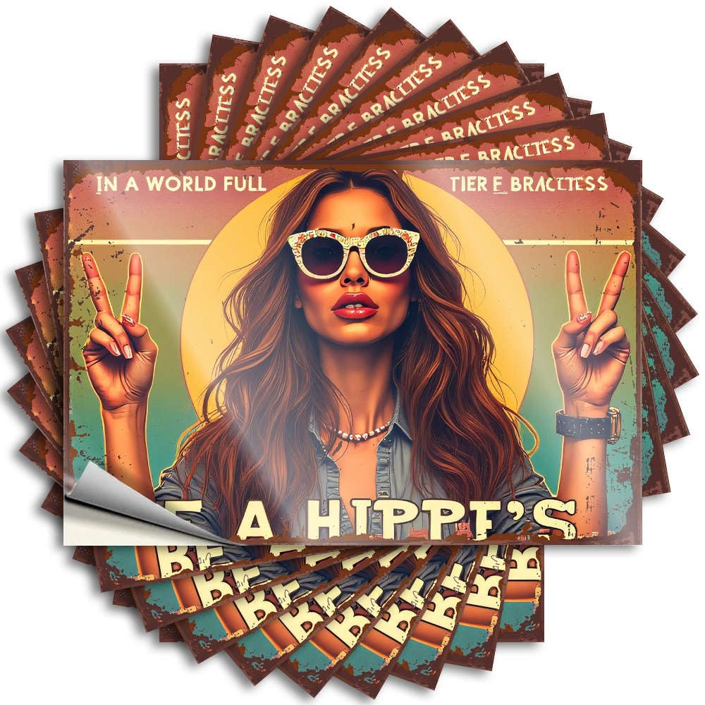 Fzfn Colour Affirmation, Stickers Bottle Be A Hippie's Peace Sign | Coffee Farm(12X18cm)