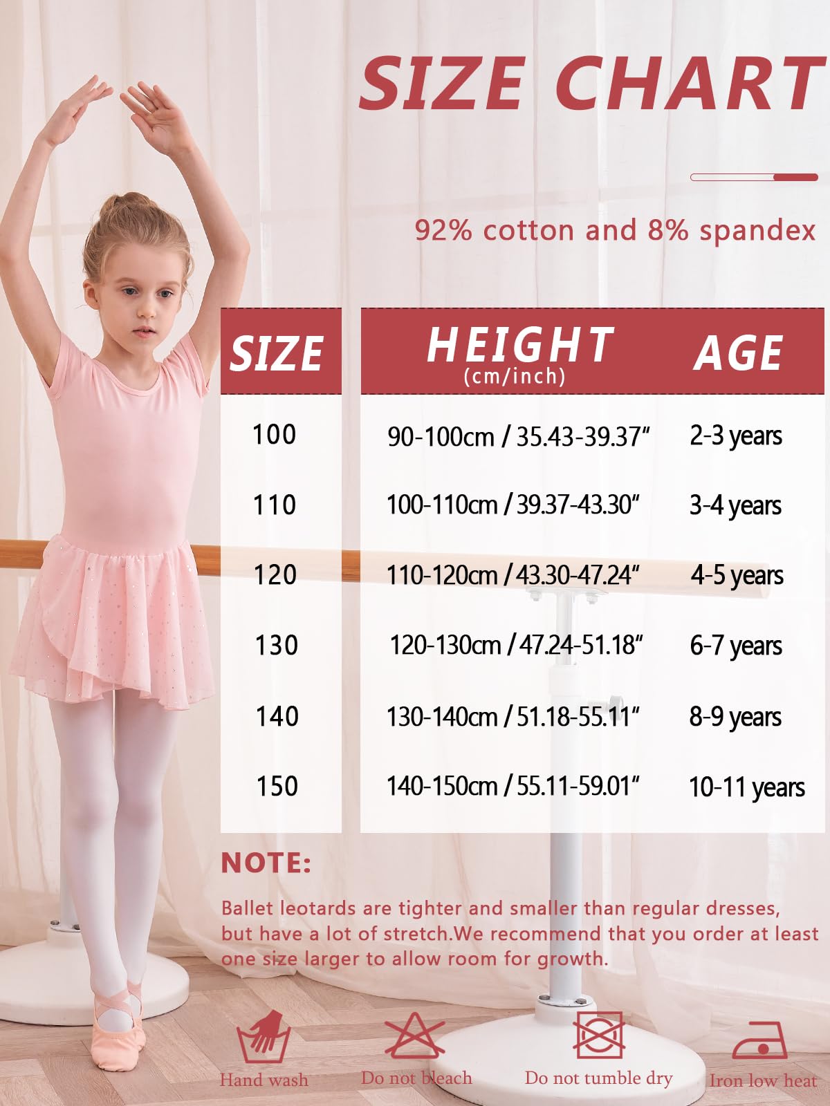 Ragazza Vestito da Balletto Balletto Leotard Vestito Danza Tutu Body Ginnastica Cotone Manica Corta con Chiffon Gonna per Ragazze
