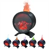 AChoice4U Round Fireplace Flame Air Diffuser 260ML Essential Oil Diffuser Humidifier with Remote Control,Plug in for Bedroom,Home (Black)