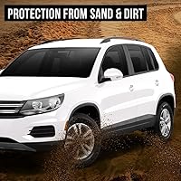 Vista 3 de CROSSDESIGN Juego de guardabarros, compatible con Volkswagen Tiguan 2012-2017, 4 piezas, color negro texturizado 5N0854732B9B9