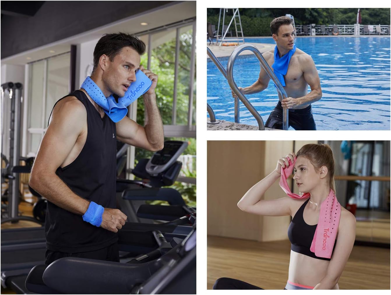 4 Packs PVA Cooling Towel(33"X7.85",Perforated Cooling Towel, PVA Cooling Scarf,Sweat Rags for Workout, Gym Towel, Neck Warp Sports Towel for Running, Hiking,Swimming Golf