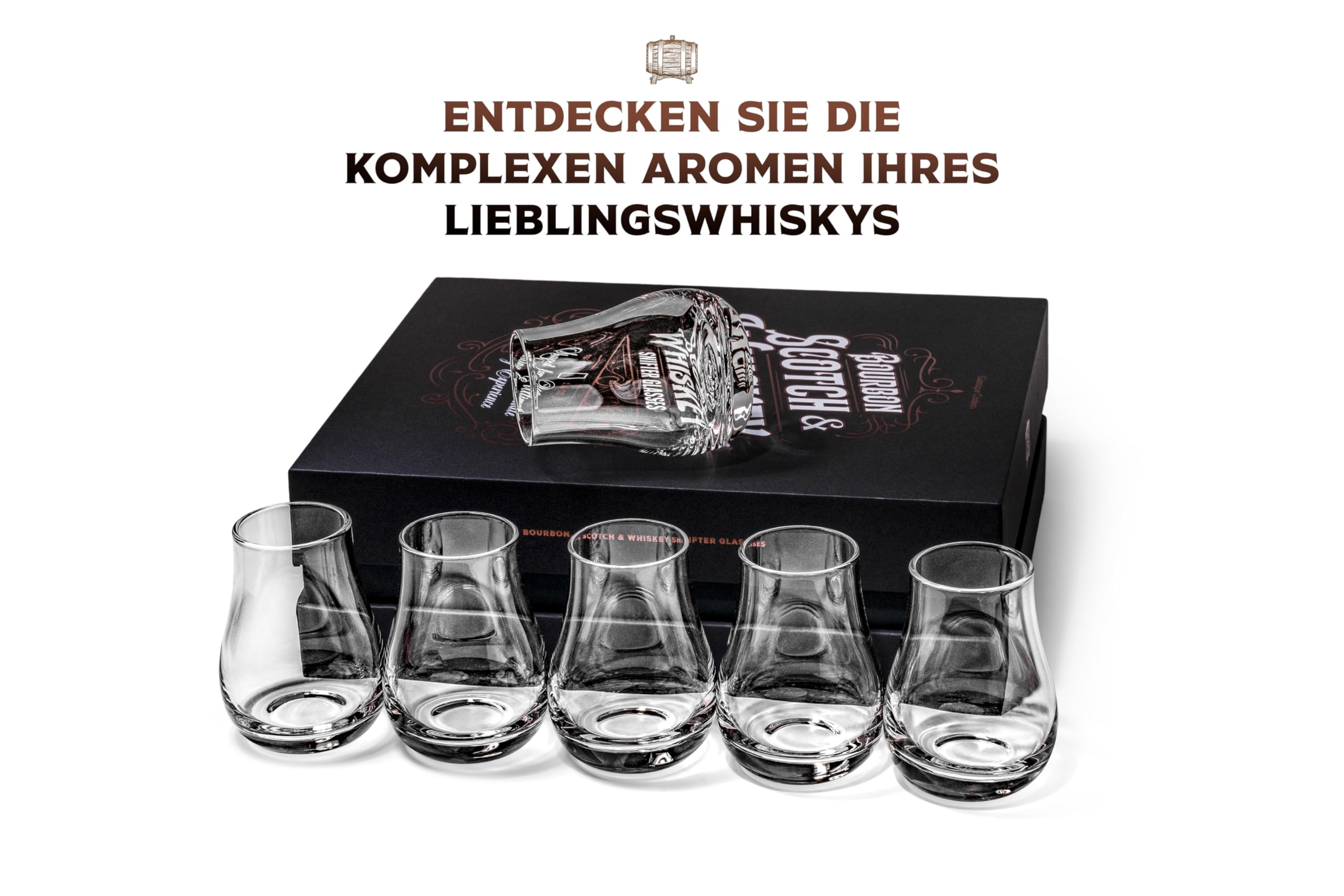 Whiskey, Scotch, Bourbon Professionelle Tasting und Nosing Gläser | 6er Set | 100 ml Kristall Whisky Tumbler Verkostungsgläser für Rum, Gin, Likör | Whiskeygläser Geschenkset für Männer