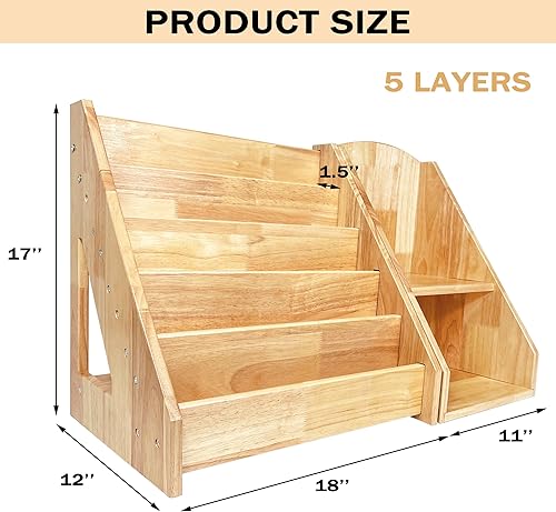 Miniatura 3 de Estantería de madera para niños pequeños, estante de exhibición de libros para niños pequeños (estantería individual)