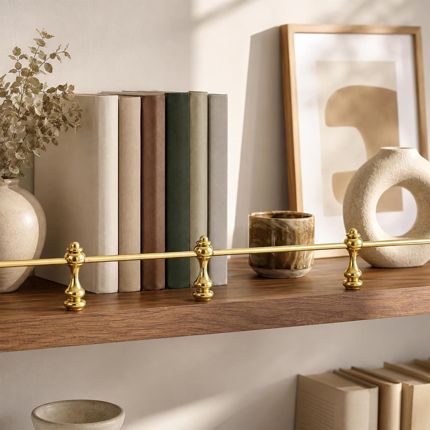 Skrfren 8 Pcs Brass Shelf Rail Gallery Rails for Shelves Connectors