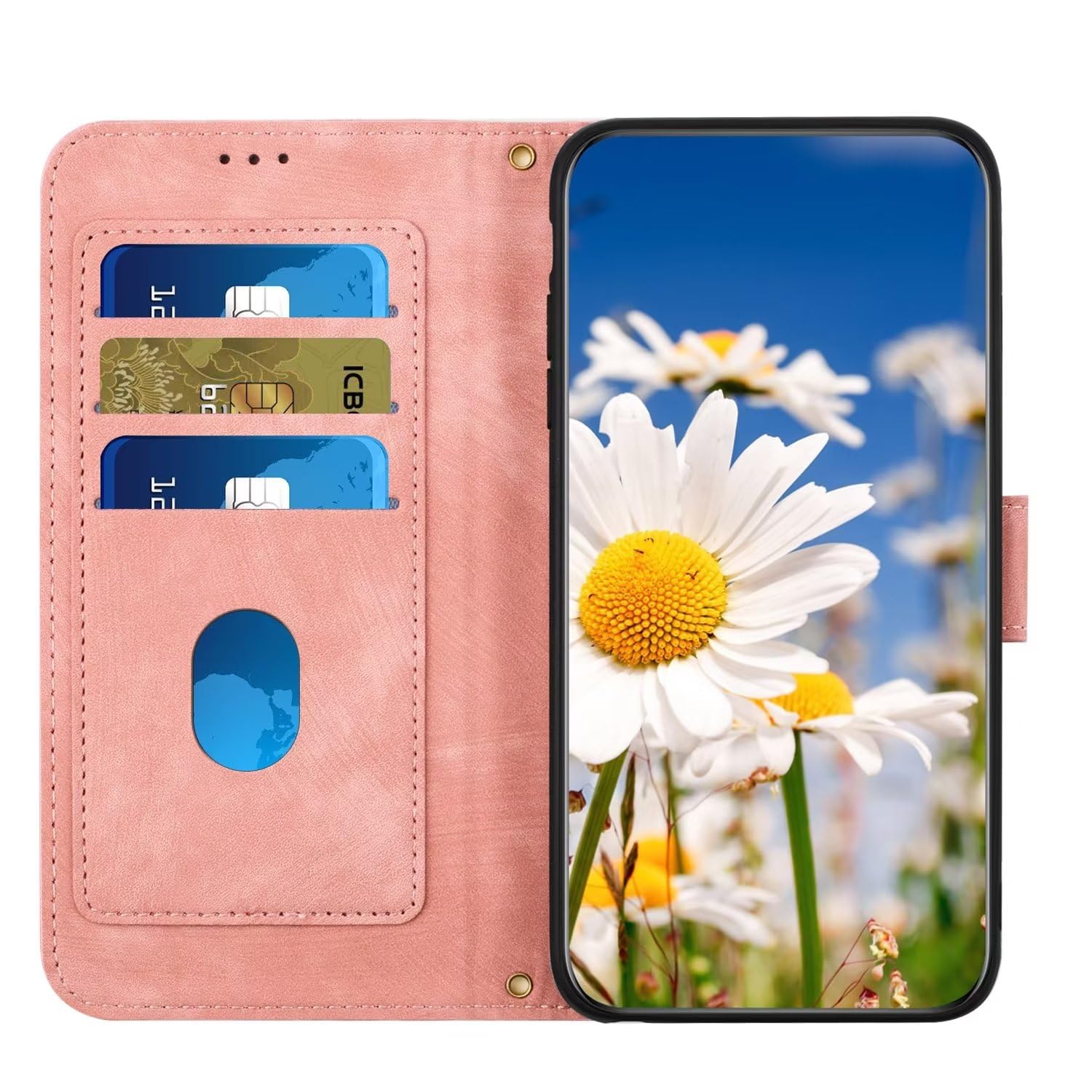 Klapphülle Für Google Pixel 6a – Mit Blumenmuster, 8 Kartenfächern, Magnetverschluss & Standfunktion, Rosa