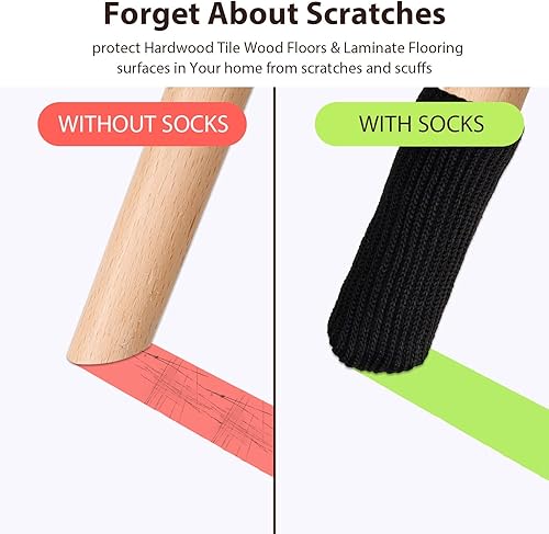 Miniatura 5 de Hazeland - Protectores de patas de silla de punto de alta elasticidad para suelos de madera dura, 32 unidades, antideslizantes, sin arañazos,