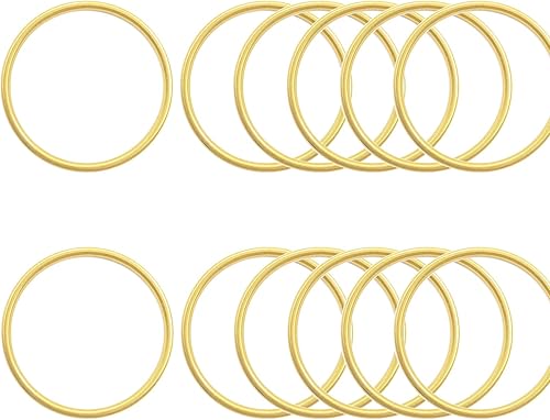 Mulutoo 12 anillos de aro de metal dorado de 2 pulgadas, sin costuras, anillos de macramé, accesorios de bricolaje, bolsas de herramientas, anillos