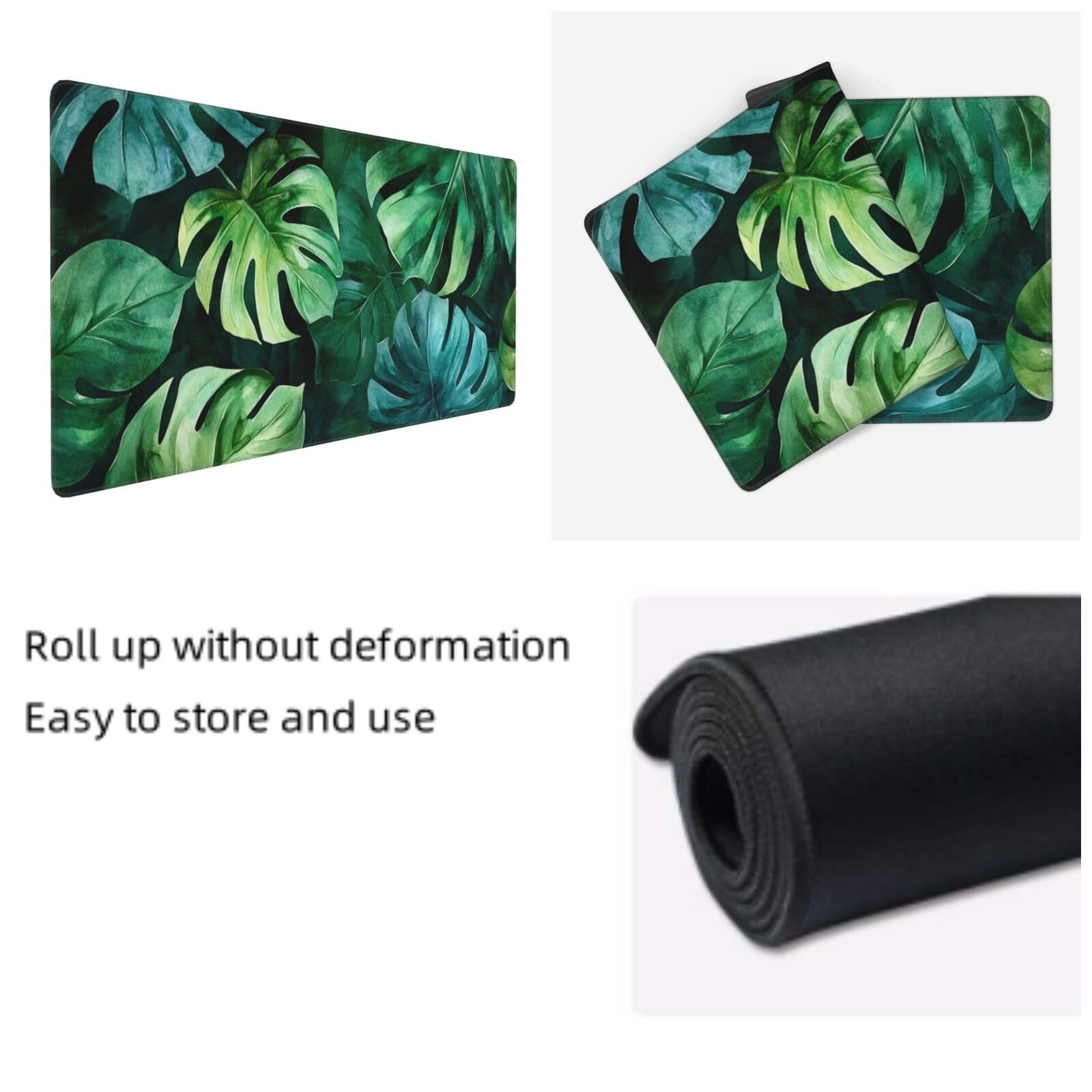 Tapis de Souris XXL 90 x 40 cm, Vert & Feuille Tapis de Bureau G665