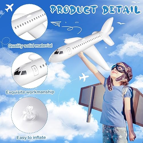 Miniatura 3 de Syhood Globo inflable grande blanco de 40 pulgadas para aviación con temática de aviación, para regalos de fiesta de cumpleaños al aire libre,