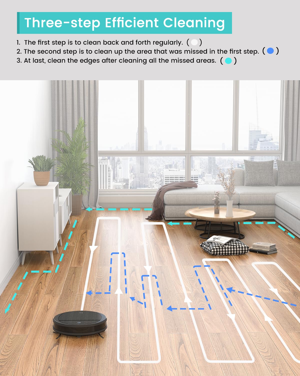 LEFANT M213s Robot Aspirapolvere Lavapavimenti,3200pa,150min,6D Sensore di Collisione,Alexa/Google,Ottimo per i Peli degli Animali Domestici,Moquette e Pavimento duro,Aspirapolvere Robot
