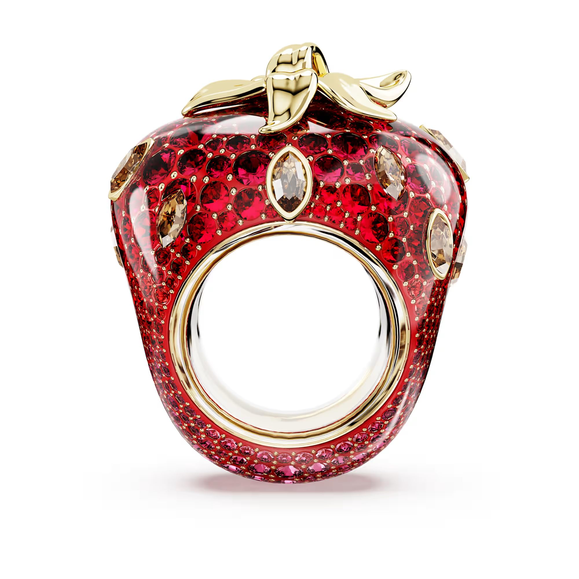 Swarovski Idyllia Ring, gemischter Schnitt, Erdbeere, Rot, vergoldet, Größe 58