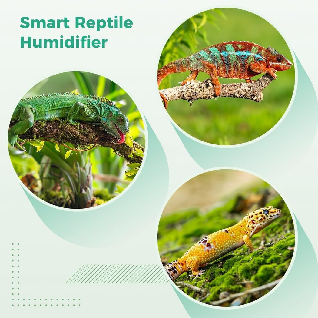 Smart Reptile Humidifier with Automatic Mister, Adjustable Nozzles, Led Touch Screen for Tank & Terrarium, Rainforest System