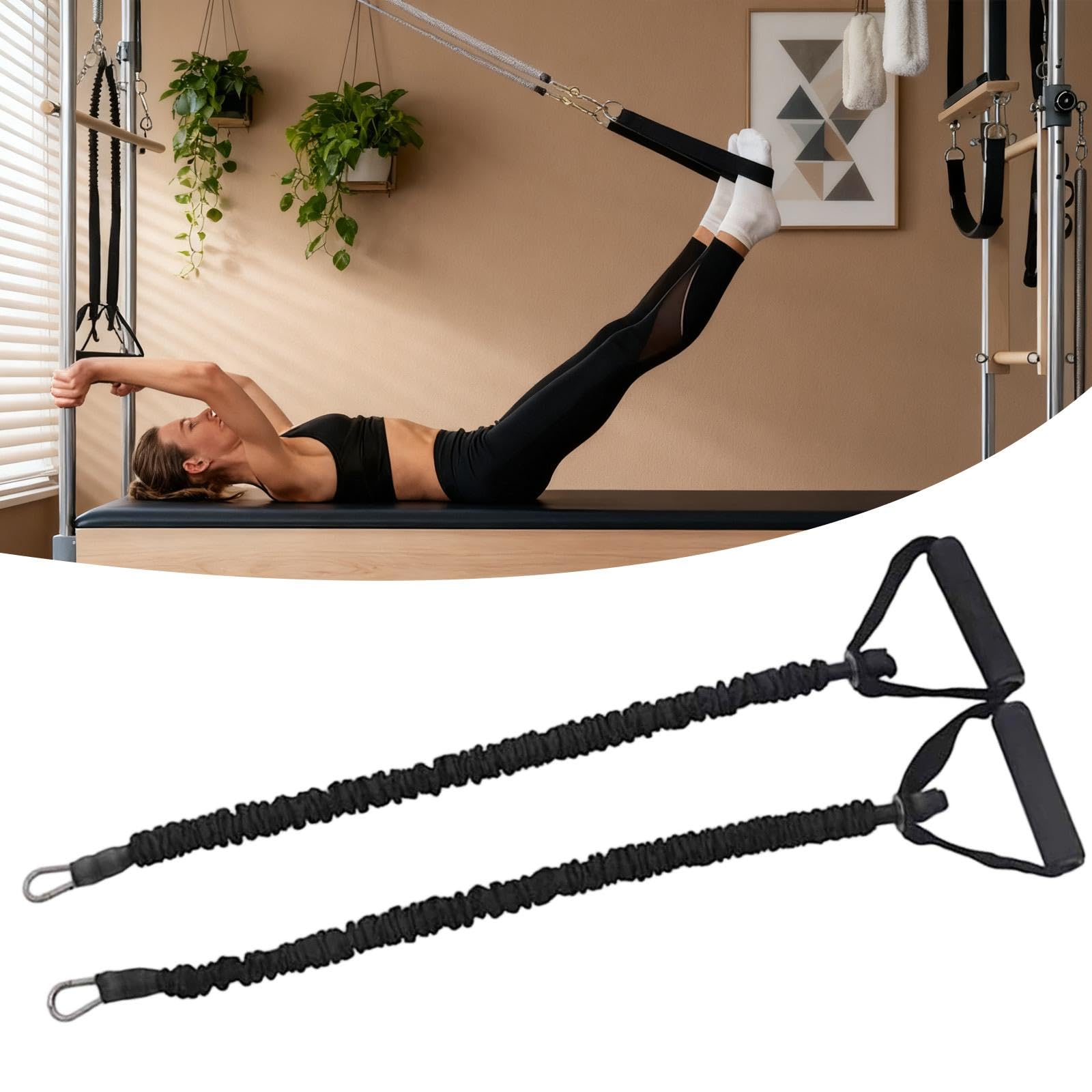 harayaa 2X Cuerdas de Tracción para Pilates Reformer, Correas de Ejercicio, Equipo de Entrenamiento Que Reemplaza Gimnasio, para Ejercicios de Gimnasio
