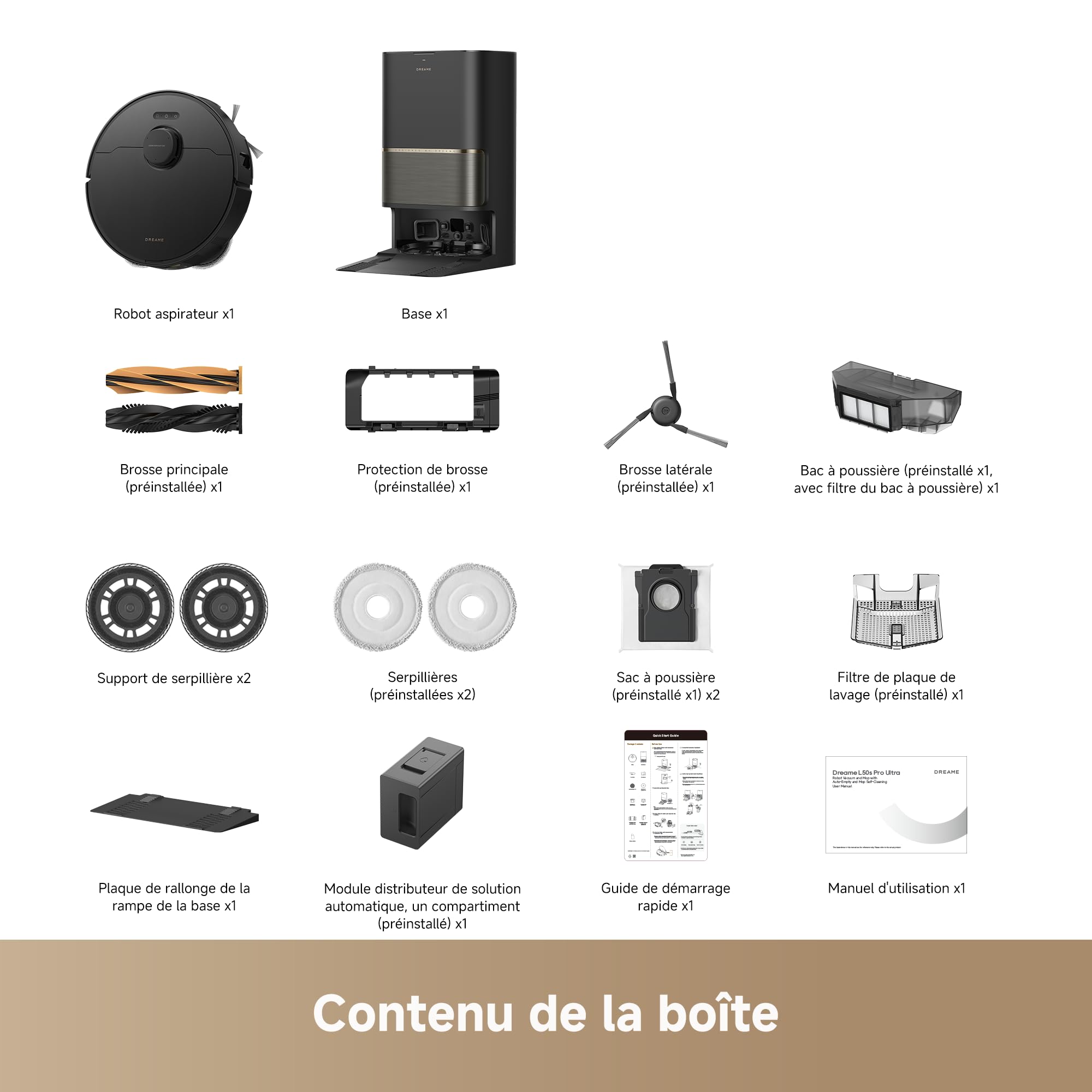 dreame L50s Pro Ultra Robot aspirateur Laveur, 30 000 Pa, 100 Jours de vidage Automatique, Nettoyage des serpillières à Haute température, Nettoyage des Bords et des Coins, Brosse Anti-enchevêtrement