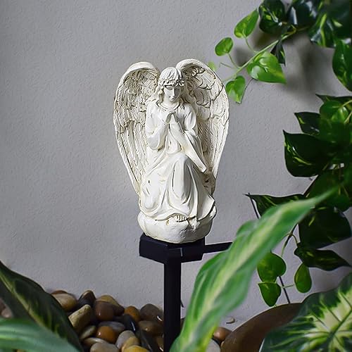 Miniatura 5 de Luz LED solar de jardín con estaca, decoración impermeable al aire libre para decoración de pasarela, patio, fiesta, ángel blanco