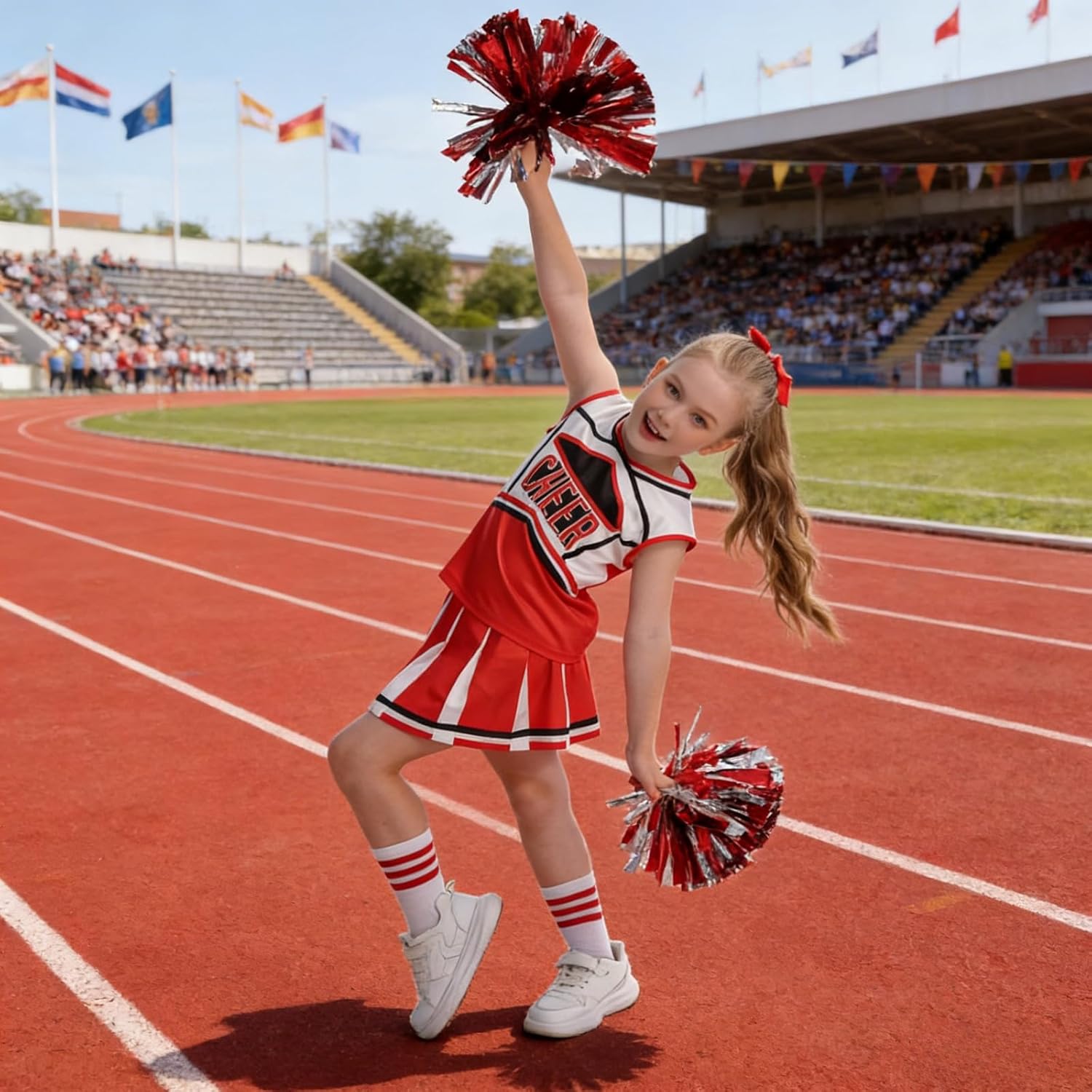 yolsun Cheerleader Costume for Girls Cheerleading Kids Dress up Halloween Cute Uniform High School Cheer leader Outfit - Image 5