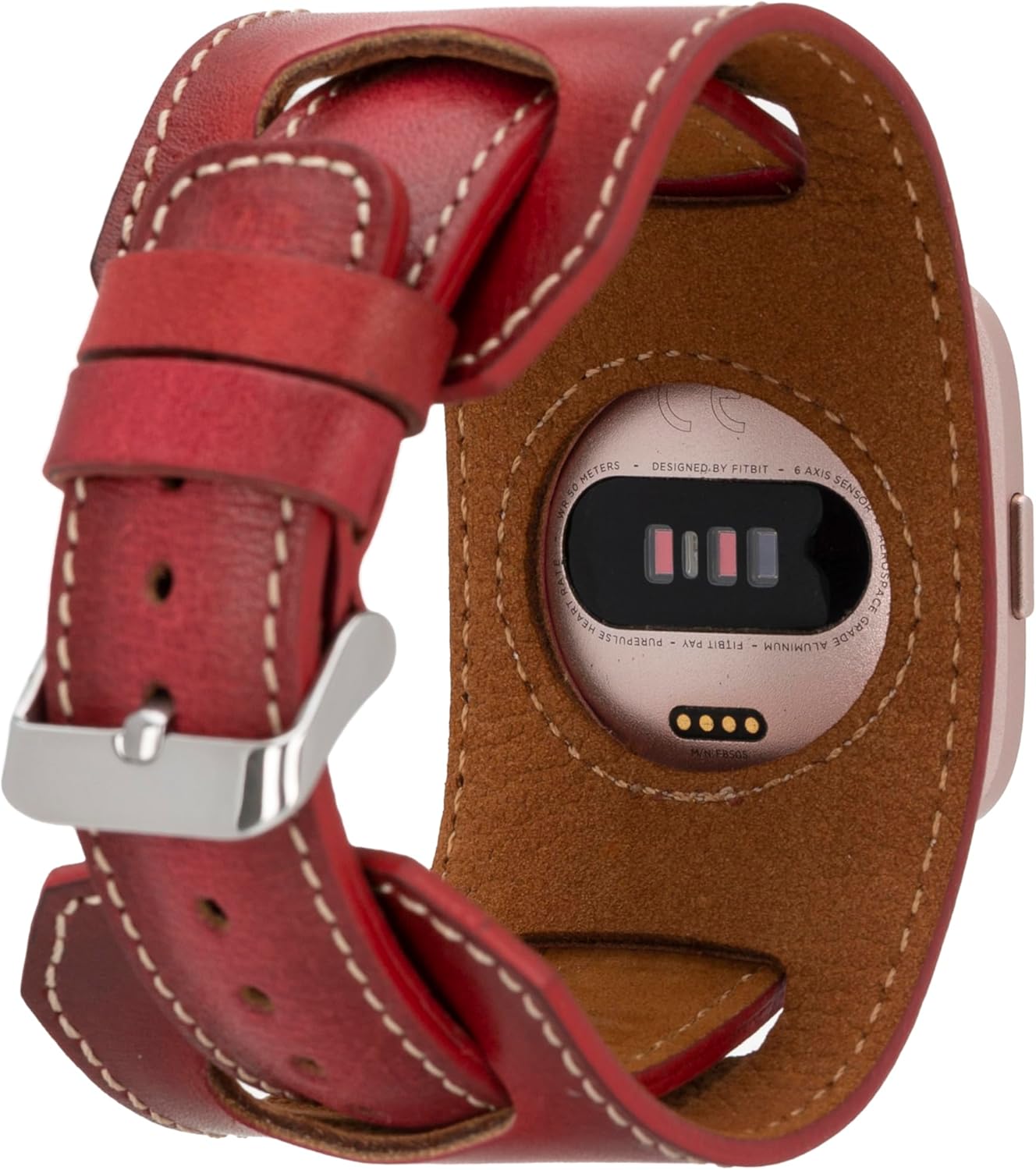 HARDISTON Smart Watch Band, Compatible With Fitbit Versa 4 Handmade Genuine Leather, Fitbit Watch Band, Replacement Leather Strap for Men & Women
