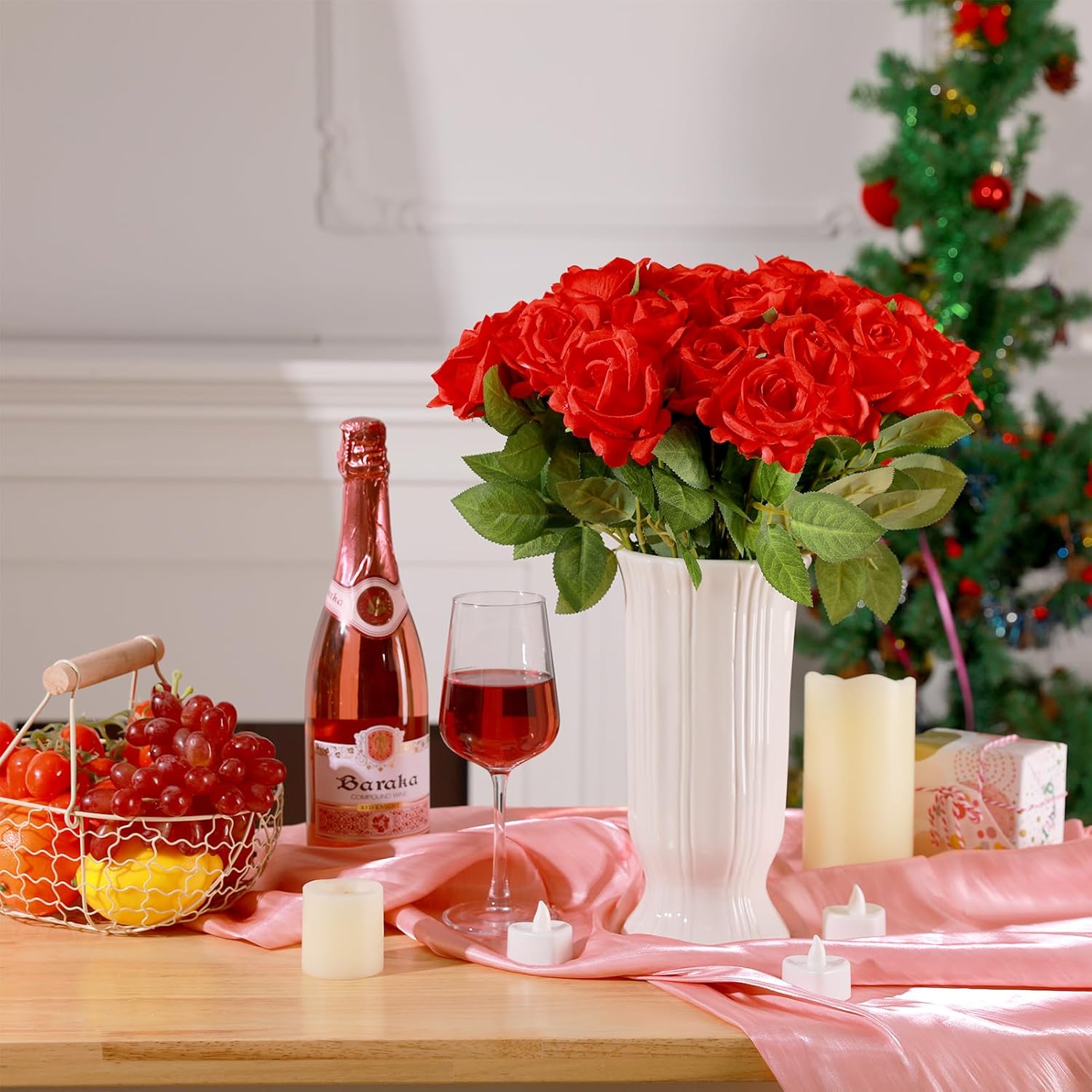 36 Pcs Silk Rose Bouquet Bridal Artificial Flowers,Fake Rose Long Stem Realistic Artificial Flowers Bulk for Wedding Bouquet Ball Arrangement Centerpiece Party Decor(red) - Image 3