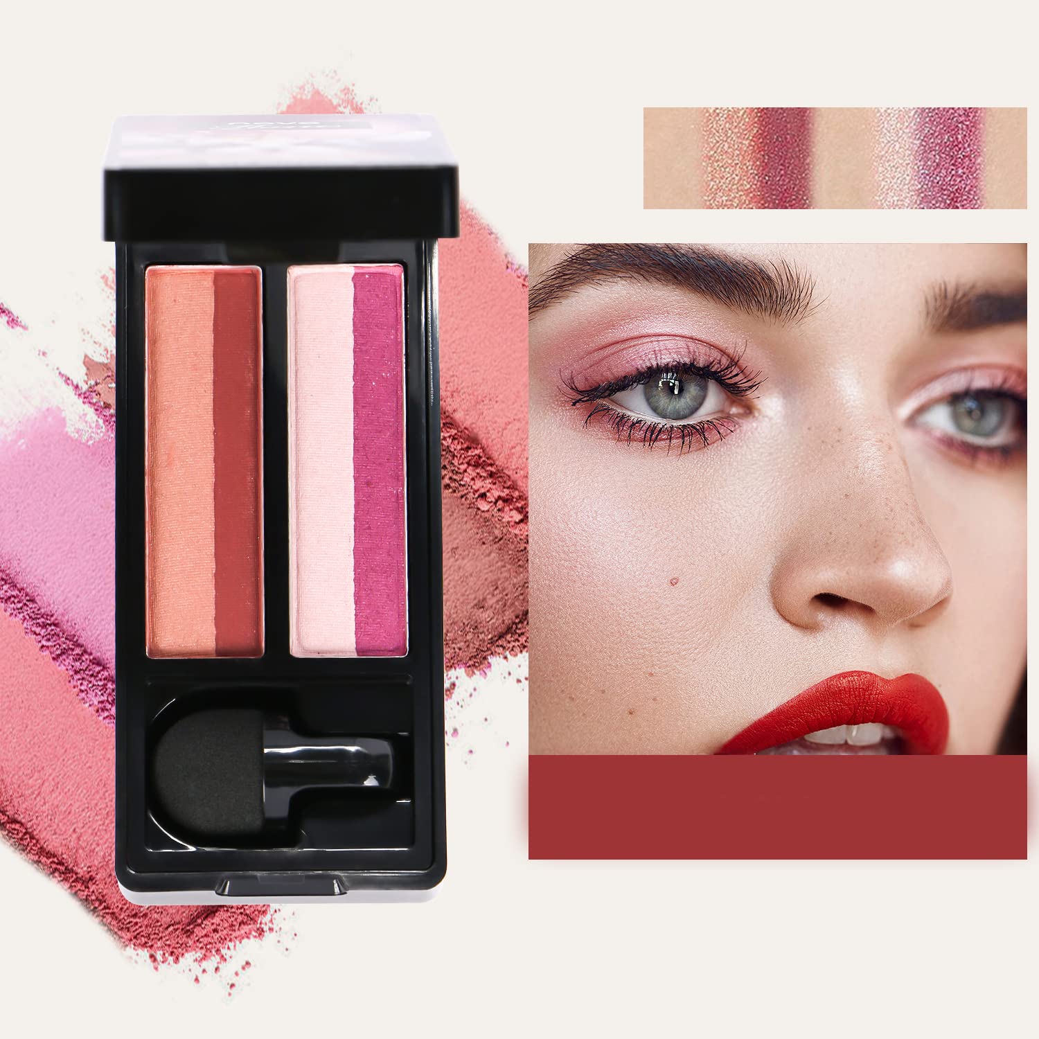 LALASTYLEEyeshadow Palette, Color Stay Day to Night Up to 24 Hour Eye Makeup, Long Lasting Stamp Eyeshadow with Exquisite Glitters and Smooth Texture, 4 Colors (violet)