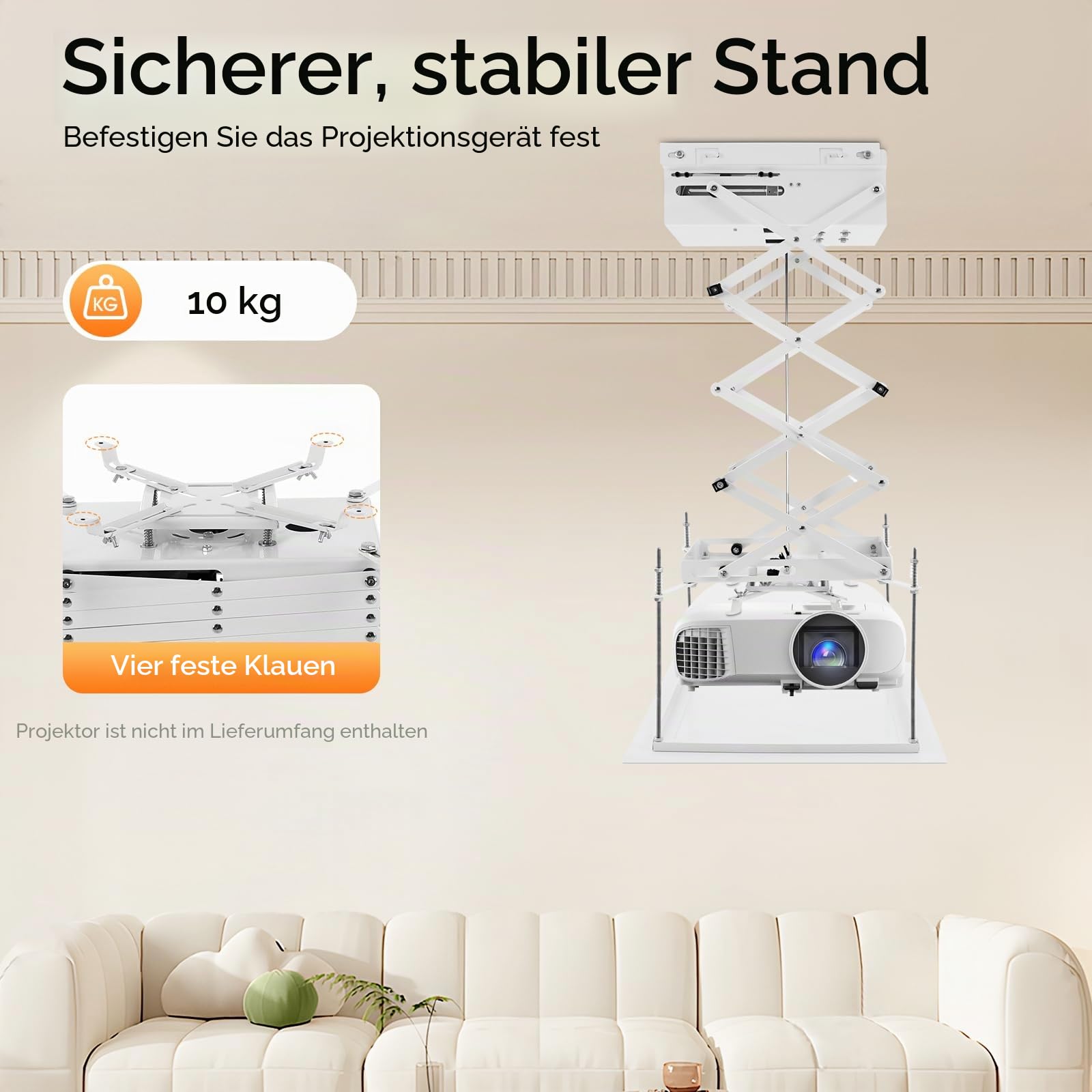 Electric Lift Projector, Elektrischer Hebebühne, Beamer Deckenhalterung mit Fernbedienung, Motorisierter Projektorhalterung Aufzug, Beamer Projektor Deckenlift, Maximallast bis 10 kg