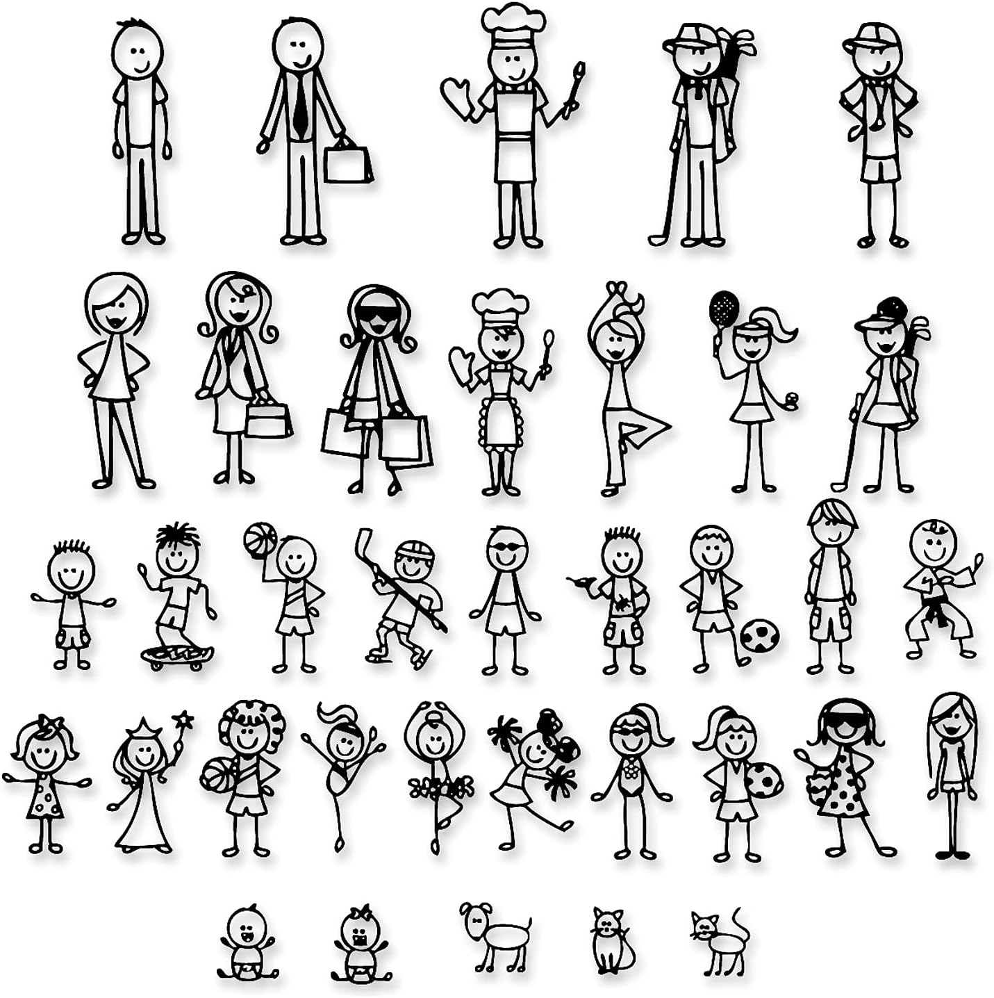 Custom Stick Figure Family Vinyl Diecut Decal for Car Truck Window