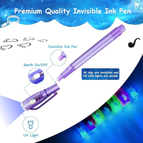 Miniatura 3 de Juguetes para niñas y niños, bolígrafo de tinta invisible para niños con luz UV, juegos de fiesta, bolígrafo espía es actividades divertidas para