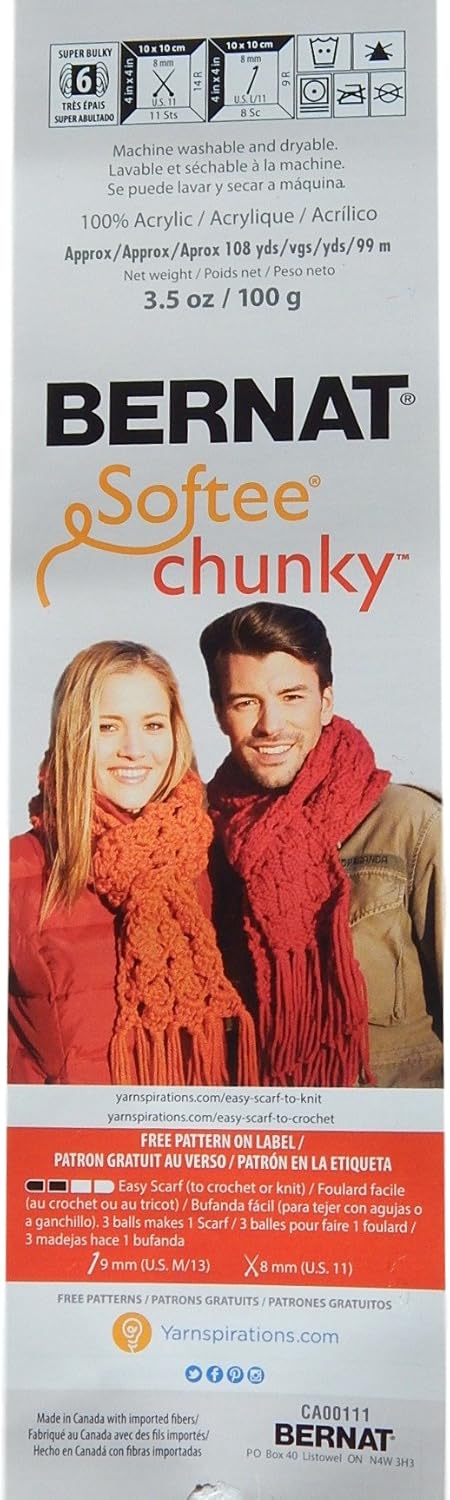 Bernat Softee Chunky Yarn Bundle Super Bulky Number 6, 3 Skeins Baby Pink 28418