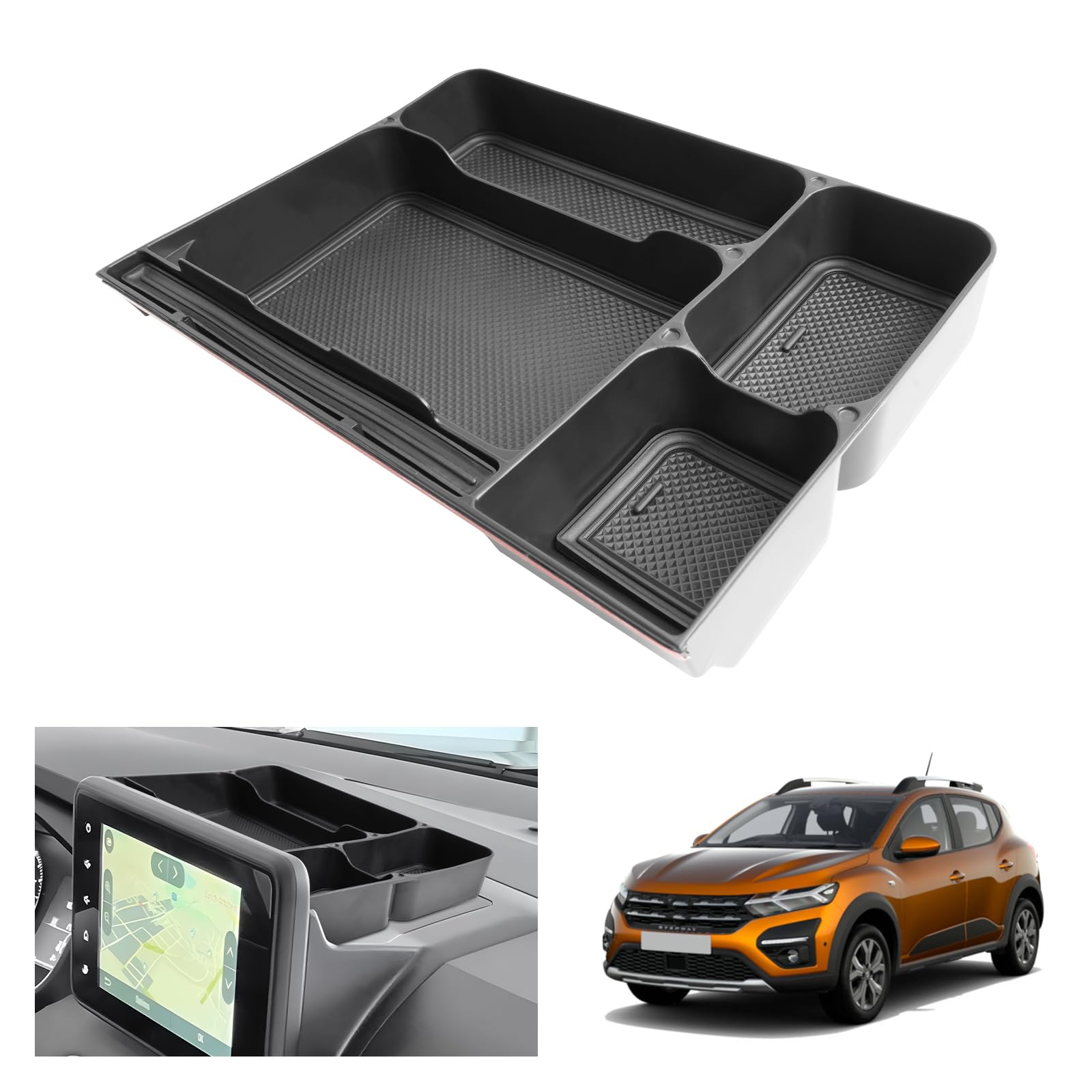 GAFAT Dacia Sandero 3/Stepway 3/Dacia Jogger 2021-2024 2025 8 Inch Centre Console Storage Box, for Sandero 3 Stepway 8 Inch Media Nav Behind the Screen Storage Organiser Tray
