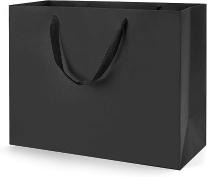 MOXARYSU Extra Large Black Gift Bags 16x6x12 Inch 3pcs Black Paper Bags With Handles Bulk For Party Shopping Birthday Wedding XL-3