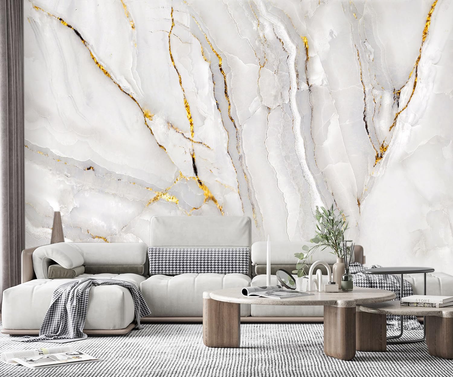 YQWDMX -Gold Marble Fabric Wallpaper Abstract Texture Mural Living Room 140