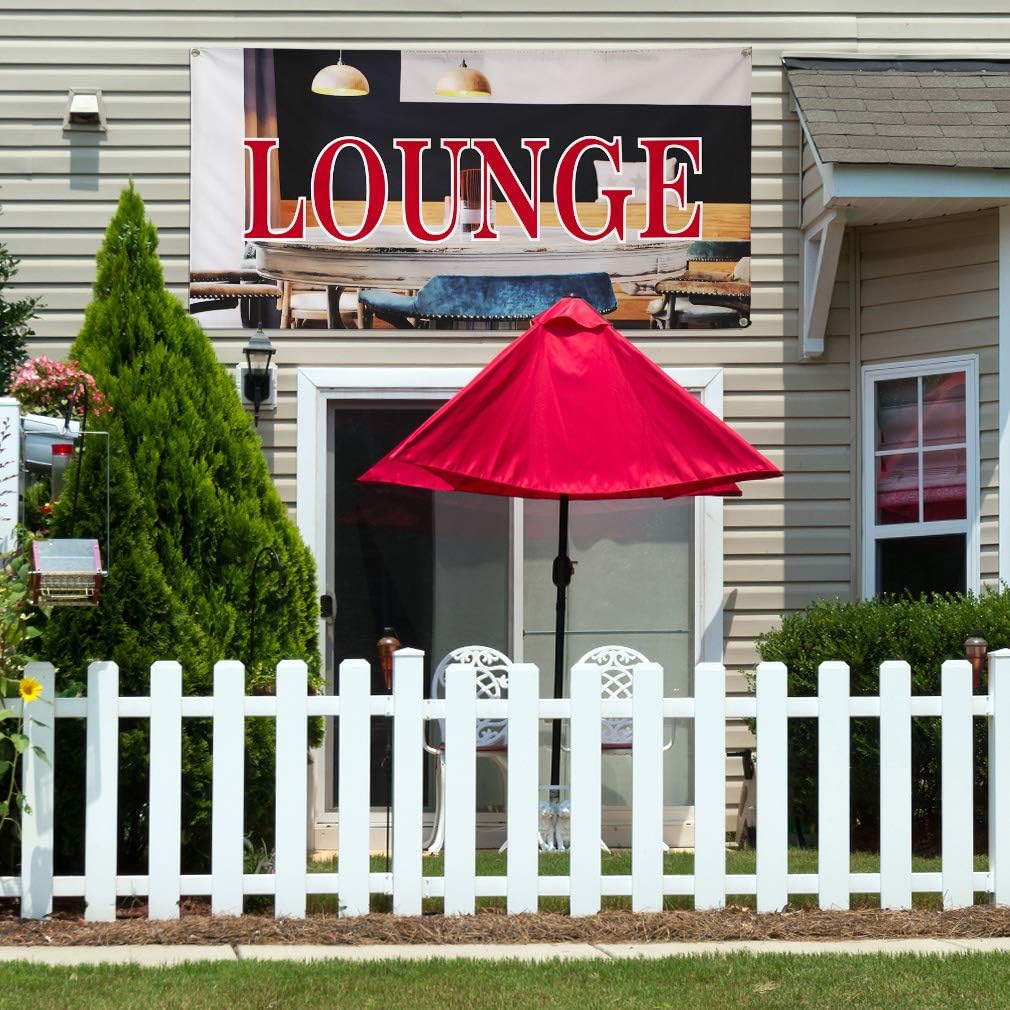Vinyl Banner Multiple Sizes Lounge Outdoor Advertising Printing Business Outdoor Weatherproof Industrial Yard Signs White 4 Grommets 24x36Inches
