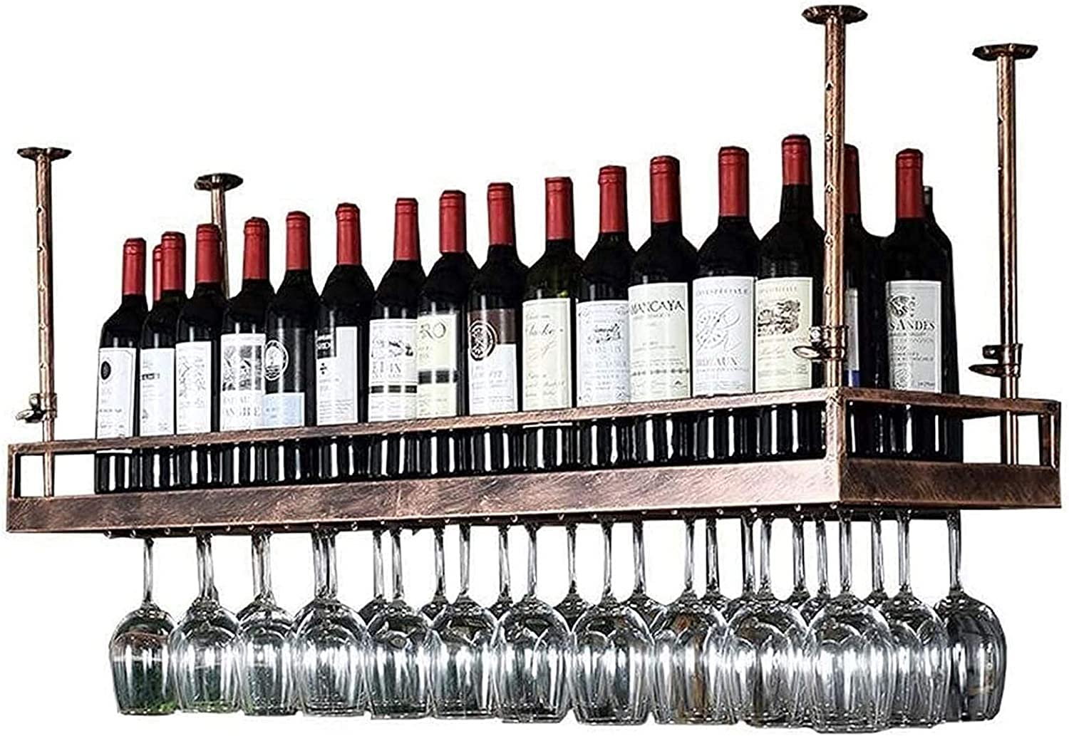 Casier à vin mural et porte-verres à vin avec hauteur réglable pour petits espaces