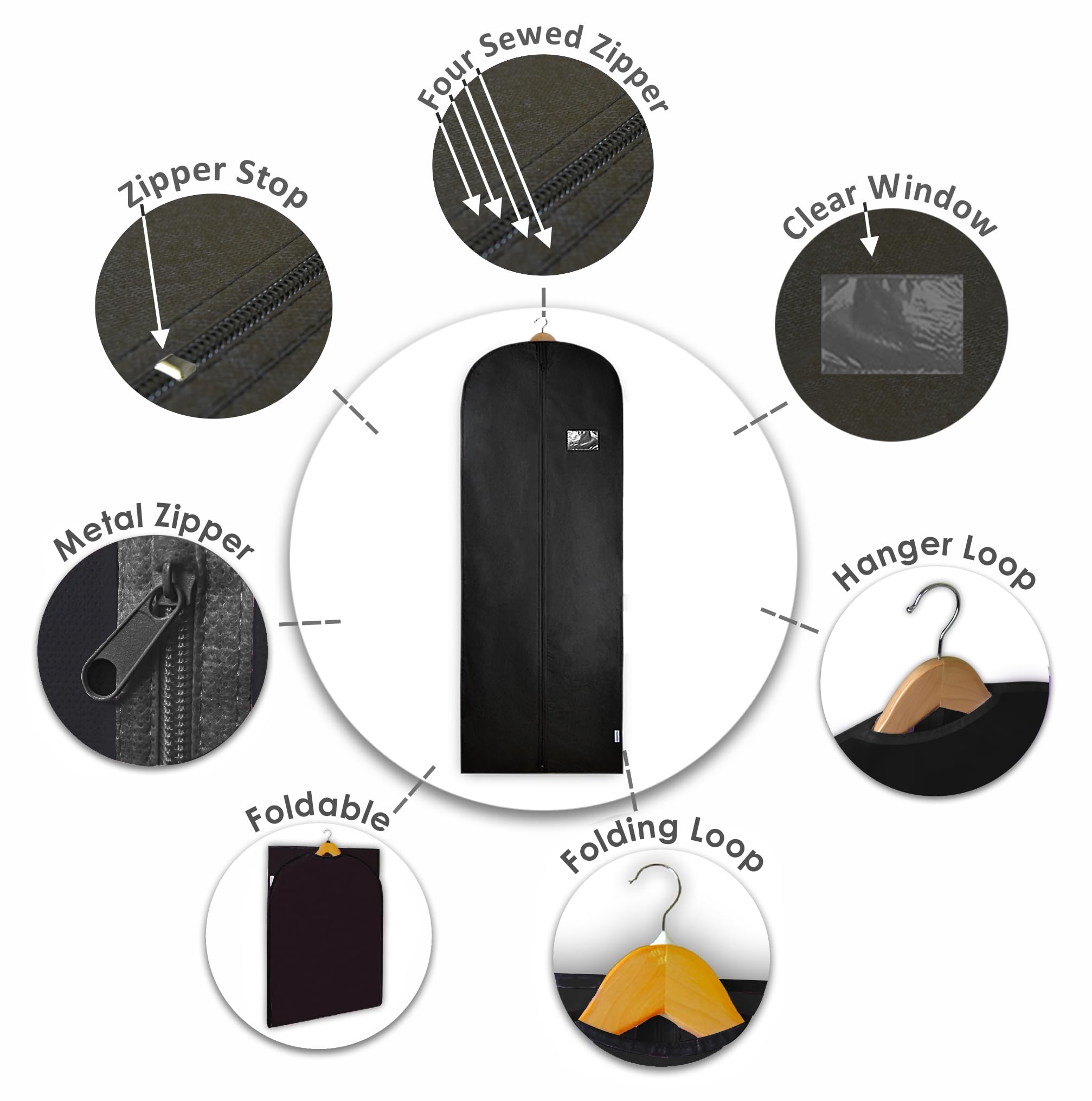 2 Sacchetti Per Abiti 150x60 Cm - Traspiranti, Con Finestra, Per Viaggi E Conservazione - Foto 2