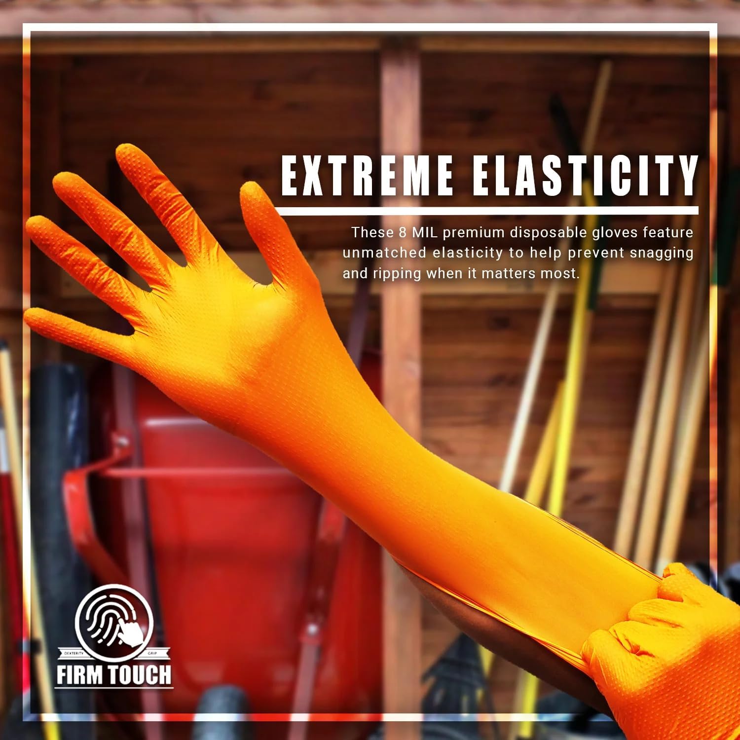 Glove Station Nitrile Disposable Gloves - Powder-Free, Latex-Free, Textured Grip, Diamond Textured Grip,Suitable for Industrial, Mechanical&Food Applications -Orange - XL (100 Count)